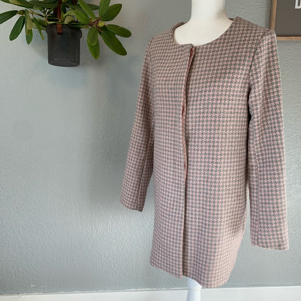 Gibson Box Coat Pink & Grey Herringbone / Lined S